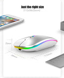 Mouse sem fio recarregável led retroiluminado computador portátil receptor bluetooth modo duplo