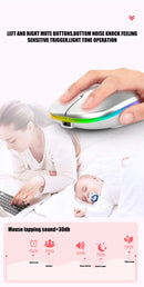 Mouse sem fio recarregável led retroiluminado computador portátil receptor bluetooth modo duplo
