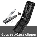 Ouriner 6-18 pçs conjuntos de manicure portátil kits de pedicure preto brilhante