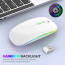 Mouse sem fio recarregável led retroiluminado computador portátil receptor bluetooth modo duplo