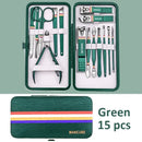Ouriner 6-18 pçs conjuntos de manicure portátil kits de pedicure preto brilhante
