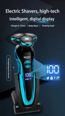 Zozen barbeador elétrico lavável recarregável máquina de barbear elétrica para homens corpo cabelo aparador de barba molhado-seco uso lavável