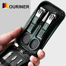 Ouriner 6-18 pçs conjuntos de manicure portátil kits de pedicure preto brilhante