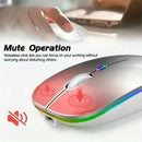 Mouse sem fio recarregável led retroiluminado computador portátil receptor bluetooth modo duplo