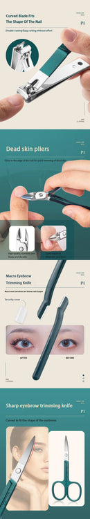 Ouriner 6-18 pçs conjuntos de manicure portátil kits de pedicure preto brilhante