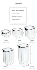 Frascos de plástico selados para cozinha, organizador de armazenamento de grãos, tanque grande, caixa à prova de umidade, frascos de tempero doméstico