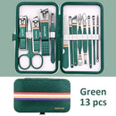 Ouriner 6-18 pçs conjuntos de manicure portátil kits de pedicure preto brilhante