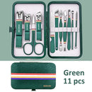 Ouriner 6-18 pçs conjuntos de manicure portátil kits de pedicure preto brilhante