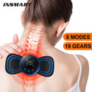 Massageador de pescoço mini massagem elétrica do pescoço ems cervical volta vértebra massagem remendo 8 modos aliviar relaxar ferramentas de fadiga muscular