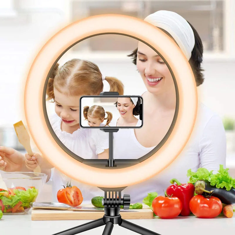 26 33cm luzes de vídeo luz regulável selfie led anel luz usb anel lâmpada iluminação com tripé suporte para fazer youtube ringlight