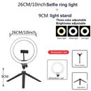 26 33cm luzes de vídeo luz regulável selfie led anel luz usb anel lâmpada iluminação com tripé suporte para fazer youtube ringlight