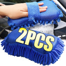 1/2 pçs luva de lavagem de carro microfibra chenille esponja de lavagem de carro cuidados livres lavagem detalhando escova almofada multifuncional ferramenta de limpeza automática