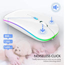 Mouse sem fio recarregável led retroiluminado computador portátil receptor bluetooth modo duplo