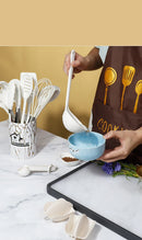 Rosa 18 pçs grau alimentício silicone cozinha panelas utensílios turner espátula colher de medição prático ferramenta cozinha conjunto