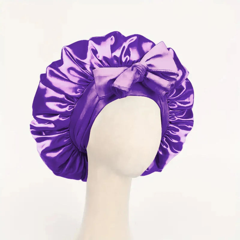 Gorro de cetim de seda ajustável Bonne para dormir gorro de cabelo com gravata para mulheres e homens