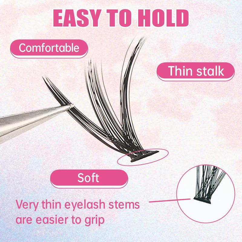 Diy kit de extensão de cílios cílios 200 peças clusters lash bond & seal