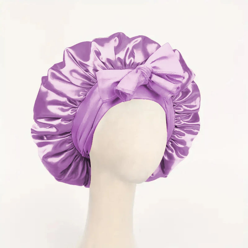 Gorro de cetim de seda ajustável Bonne para dormir gorro de cabelo com gravata para mulheres e homens