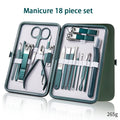 Ouriner 6-18 pçs conjuntos de manicure portátil kits de pedicure preto brilhante