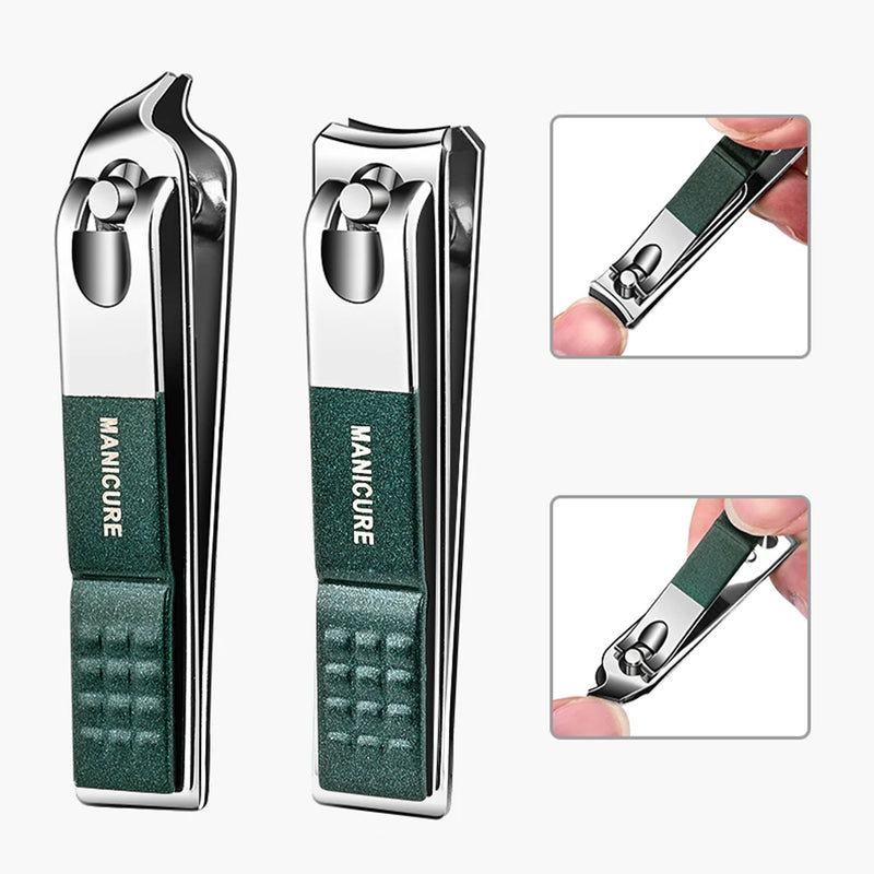 Ouriner 6-18 pçs conjuntos de manicure portátil kits de pedicure preto brilhante