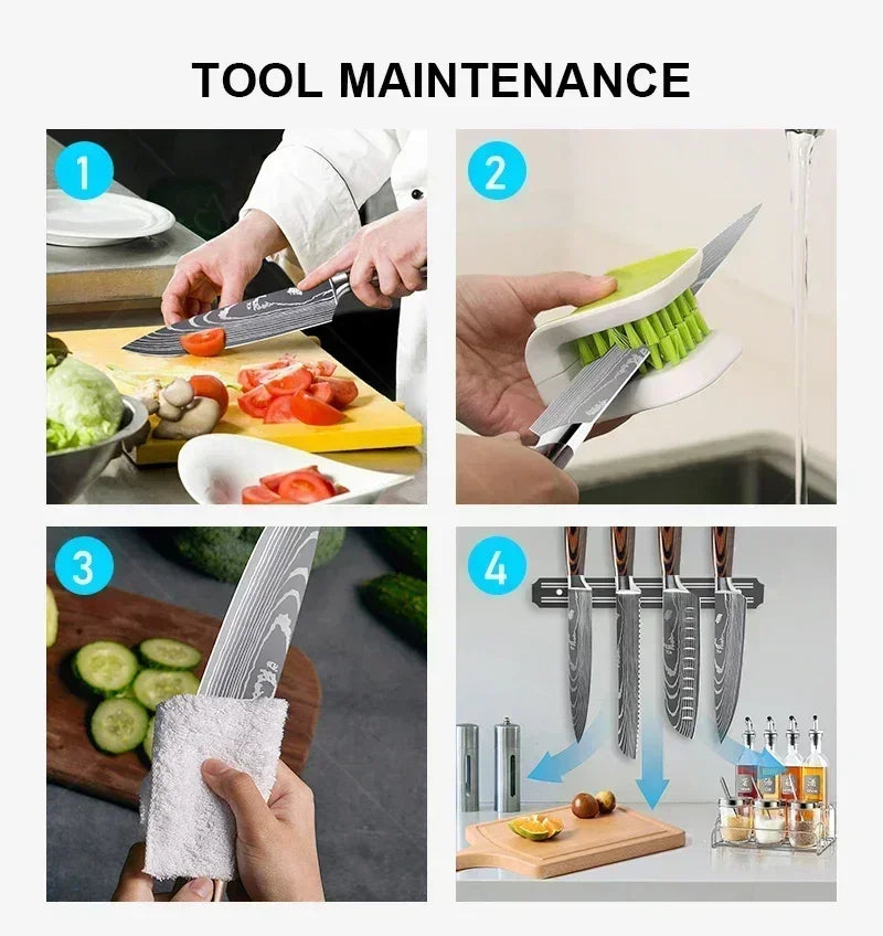 Damasco faca do chef facas de cozinha conjunto profissional desossa faca cutelo