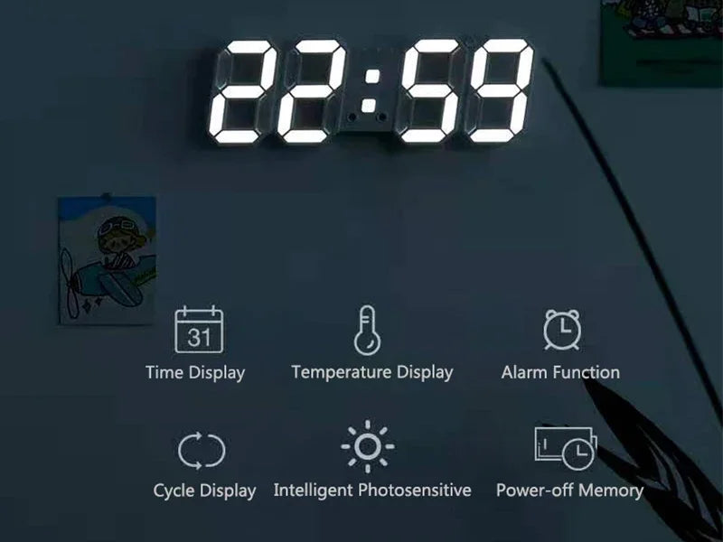 3d led relógio digital decoração de parede brilho modo noturno decoração para o quarto relógio eletrônico ajustável decoração do quarto estética