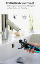 Zozen barbeador elétrico lavável recarregável máquina de barbear elétrica para homens corpo cabelo aparador de barba molhado-seco uso lavável