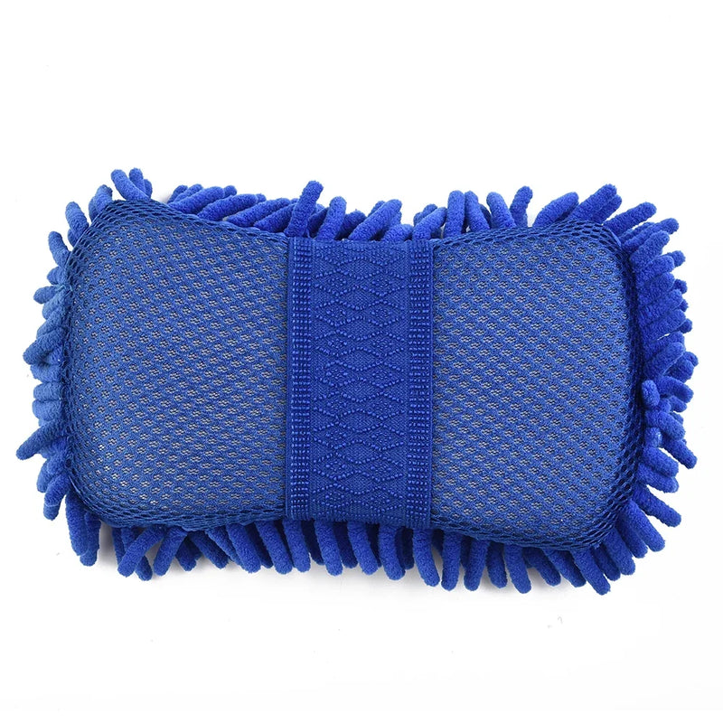 1 pc azul microfibra chenille esponja de lavagem de carro cuidados escova de lavagem almofada