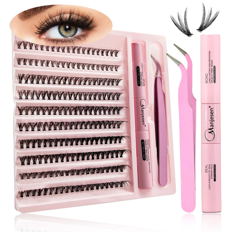 Diy kit de extensão de cílios cílios 200 peças clusters lash bond & seal