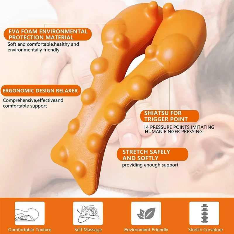 Relaxador de pescoço e ombro com ponto de massagem na parte superior das costas, dispositivo de tração cervical maca de pescoço para alívio da dor e coluna TMJ