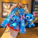 Novo anime disney chaveiro dos desenhos animados mickey mouse minnie lilo & ponto bonito boneca chaveiro ornamento pingente crianças brinquedos presentes