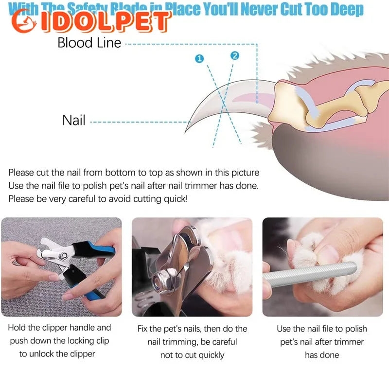 Cortador de unhas profissional para animais de estimação com guarda de segurança