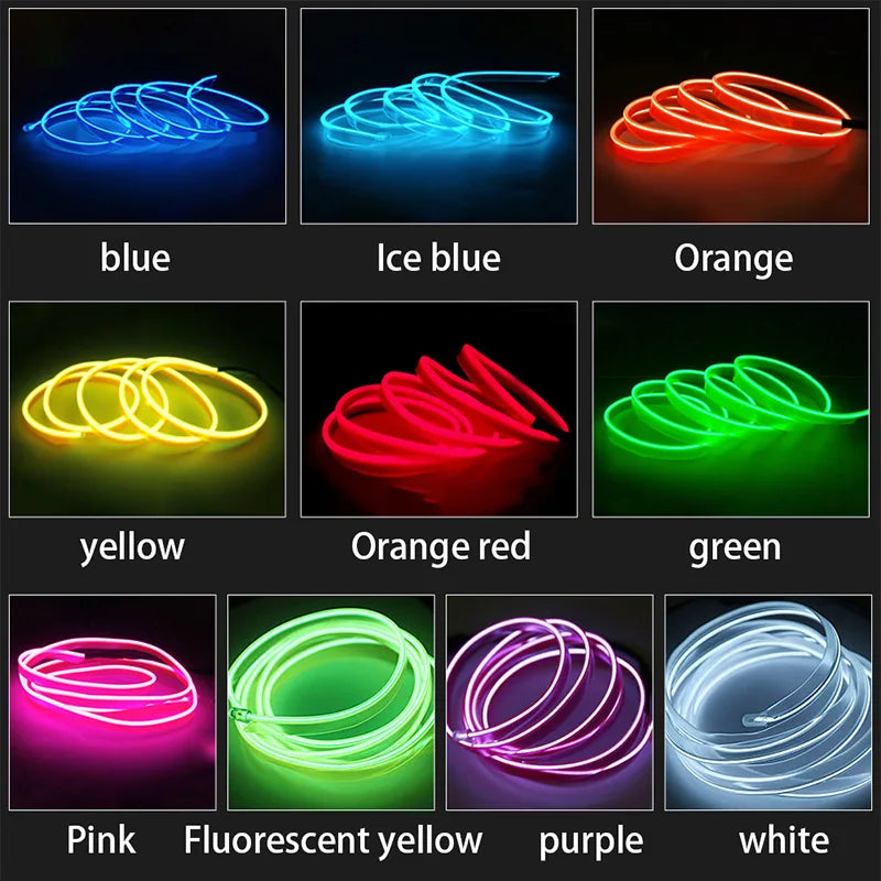 Led Interior do carro luz fria painel decorativo console auto led luzes ambientais 1/2/3/4/5m