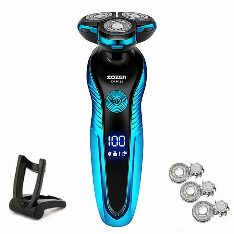 Zozen barbeador elétrico lavável recarregável máquina de barbear elétrica para homens corpo cabelo aparador de barba molhado-seco uso lavável