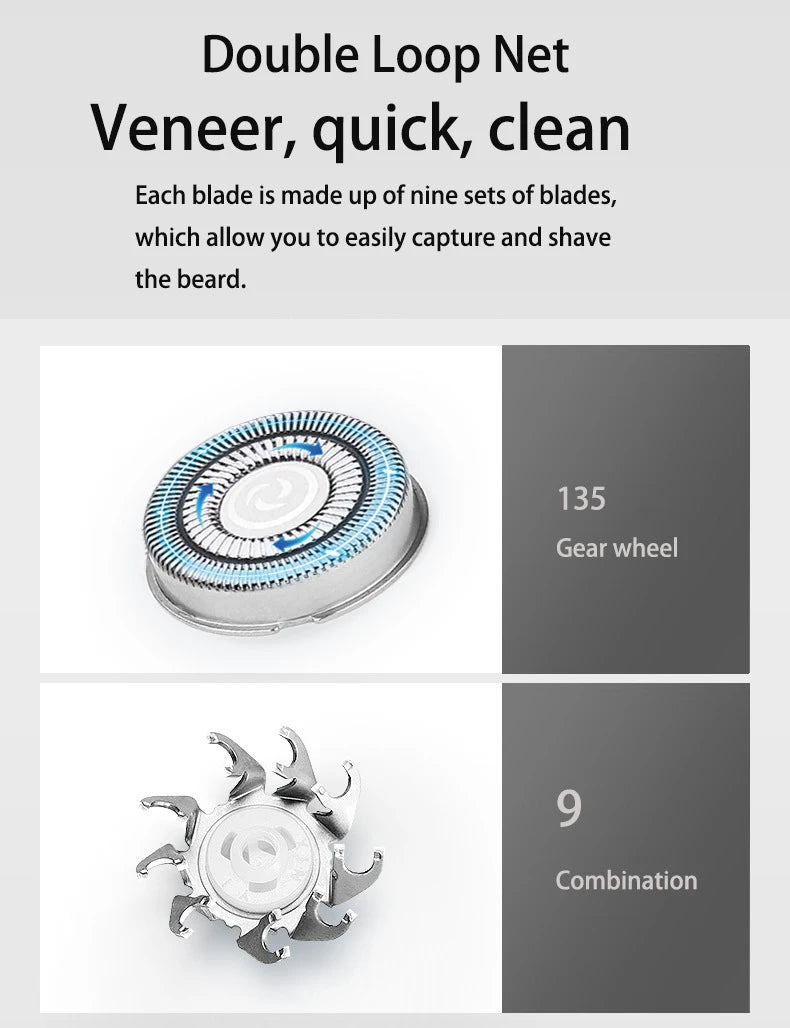 Zozen barbeador elétrico lavável recarregável máquina de barbear elétrica para homens corpo cabelo aparador de barba molhado-seco uso lavável
