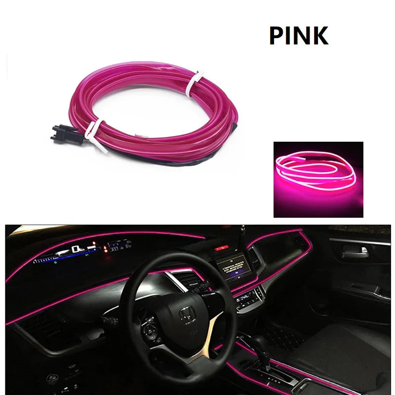 Led Interior do carro luz fria painel decorativo console auto led luzes ambientais 1/2/3/4/5m
