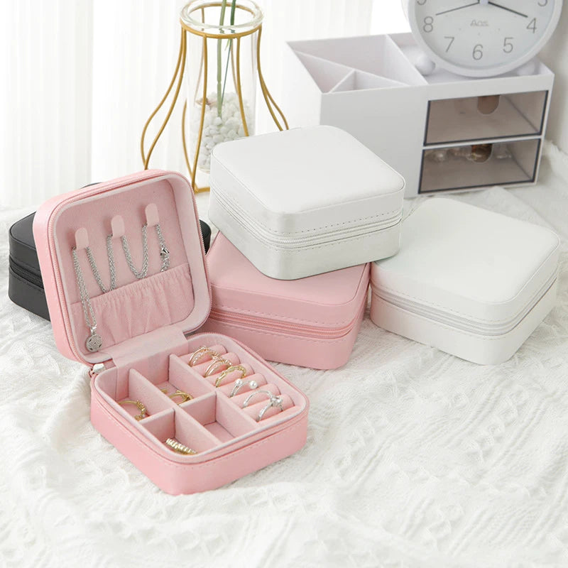 Caixa de armazenamento de camada única de couro clássico preto, branco puro rosa, moda, 1pc