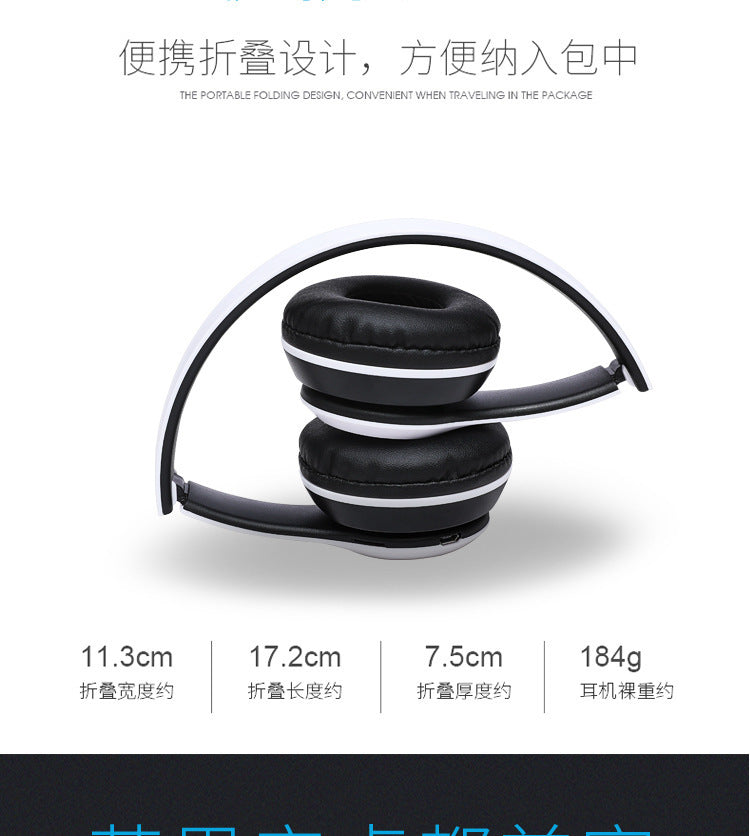 Bluetooth 5.0 Stereo P47 Headset, Jogo Desportivo Sem Fio, Série Dobrável, iPhone, Xiaomi