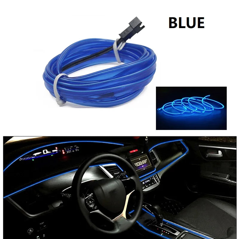 Led Interior do carro luz fria painel decorativo console auto led luzes ambientais 1/2/3/4/5m