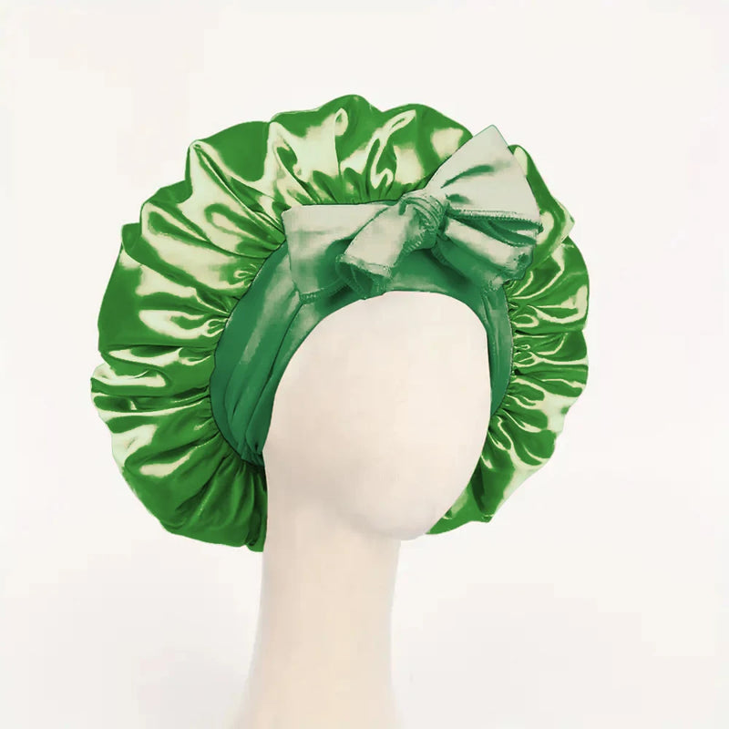 Gorro de cetim de seda ajustável Bonne para dormir gorro de cabelo com gravata para mulheres e homens