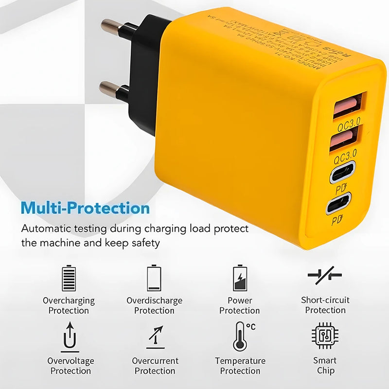 USB C PD carregador do telefone, carga rápida 3.0, tipo C, adaptador de carregamento rápido