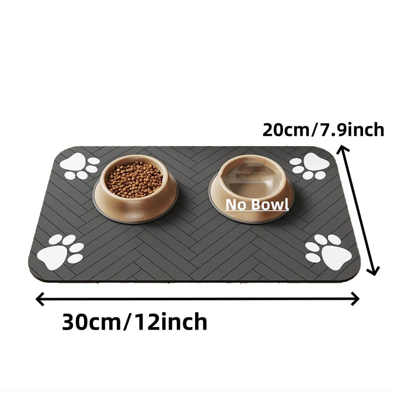 Tapete de alimentação para animais de estimação, absorvente para comida e tigela de água