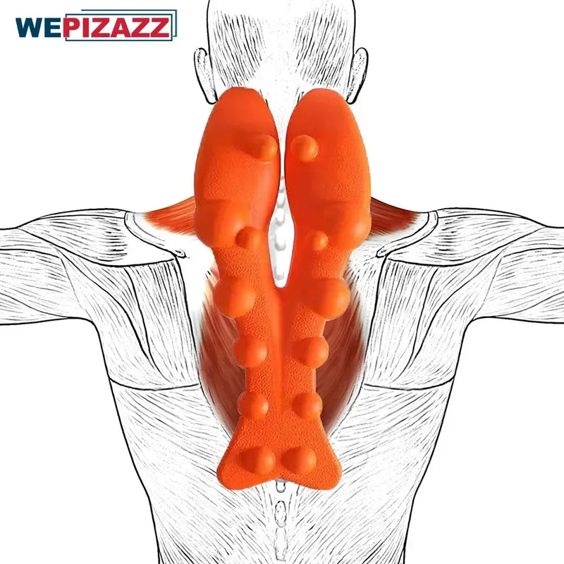 Relaxador de pescoço e ombro com ponto de massagem na parte superior das costas, dispositivo de tração cervical maca de pescoço para alívio da dor e coluna TMJ