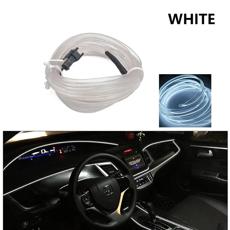 Led Interior do carro luz fria painel decorativo console auto led luzes ambientais 1/2/3/4/5m