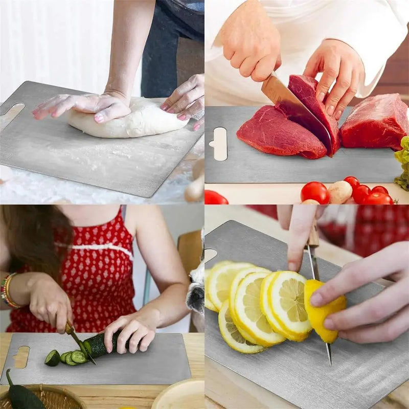 Tábuas De Corte De Titânio Para Cozinha Tábua De Aço Inoxidável 304 Espessada E De Dupla Face