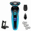 Zozen barbeador elétrico lavável recarregável máquina de barbear elétrica para homens corpo cabelo aparador de barba molhado-seco uso lavável