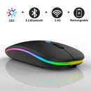 Mouse sem fio recarregável led retroiluminado computador portátil receptor bluetooth modo duplo