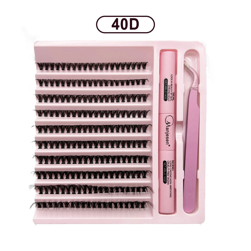 Diy kit de extensão de cílios cílios 200 peças clusters lash bond & seal