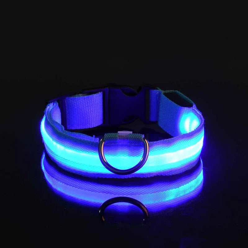 Coleira de nylon led noite segurança piscando brilho no escuro coleira para cães de estimação coleira