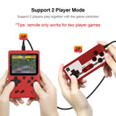 Um console de jogos pequeno portátil vermelho retrô clássico para crianças com carregamento de 400 jogos pode ser conectado à TV