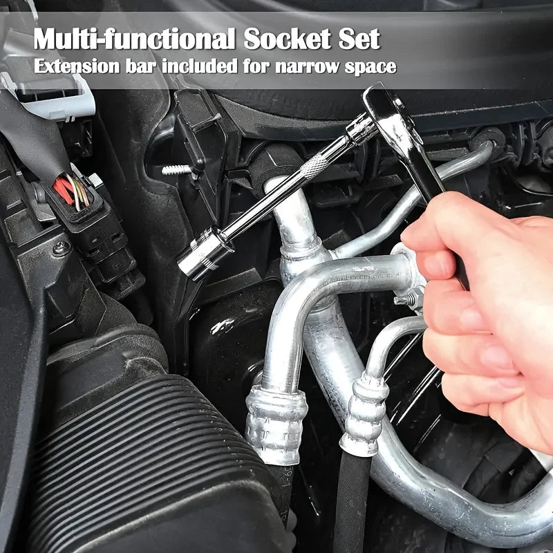 Ratchet Wrench Set com Sockets, Drive Socket Set, 1,4 "Metric Hex Bit, 1,4"